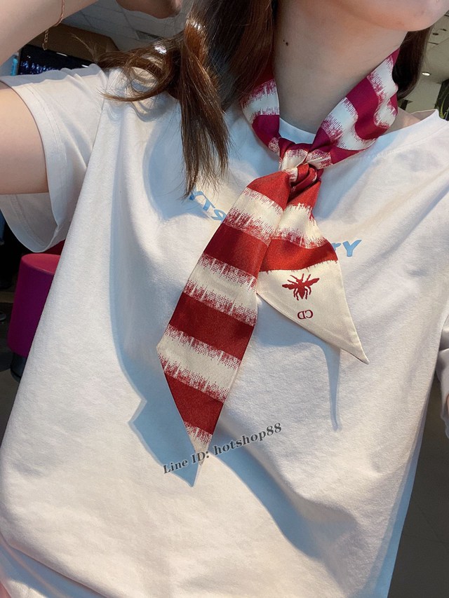 Dior專櫃新款迪奧雙面斜紋真絲束發帶飄帶款可當小圍巾綁頭髮綁手袋 mmyj1646